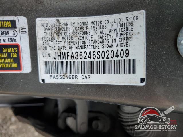 JHMFA36246S020409 2006 HONDA CIVIC photo no. 12