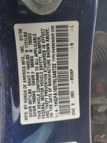 1HGFA16578L048722 2008 HONDA CIVIC photo no. 12