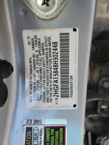 2HGFA15848H502448 2008 HONDA CIVIC photo no. 12