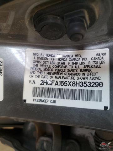 2HGFA165X8H353290 2008 HONDA CIVIC photo no. 12