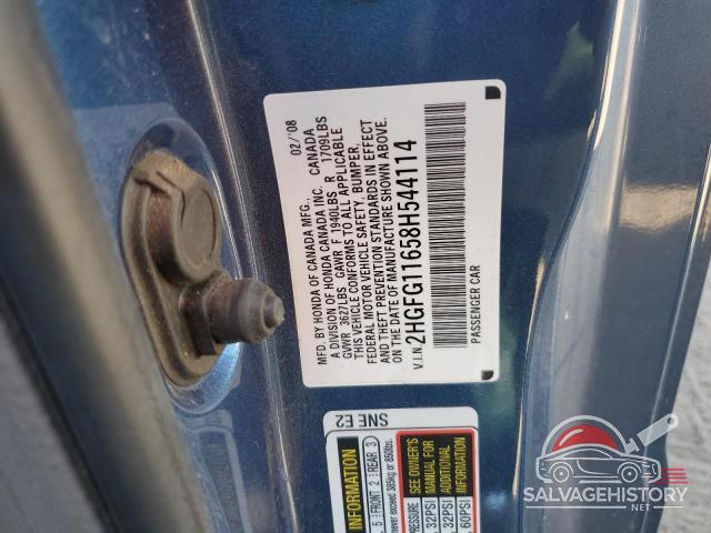 2HGFG11658H544114 2008 HONDA CIVIC photo no. 12