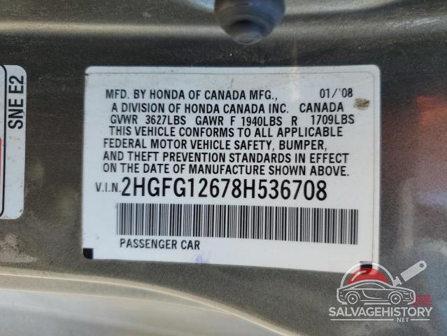 2HGFG12678H536708 2008 HONDA CIVIC photo no. 12