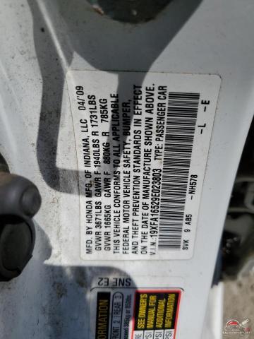 19XFA16529E023803 2009 HONDA CIVIC photo no. 12
