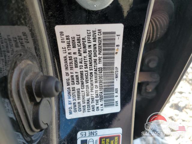 19XFA169X9E007433 2009 HONDA CIVIC photo no. 12