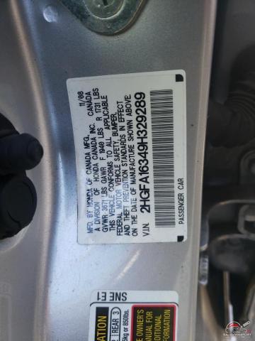 2HGFA16349H329289 2009 HONDA CIVIC photo no. 12
