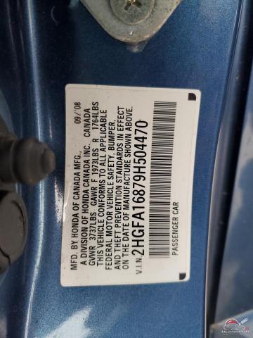 2HGFA16879H504470 2009 HONDA CIVIC photo no. 12