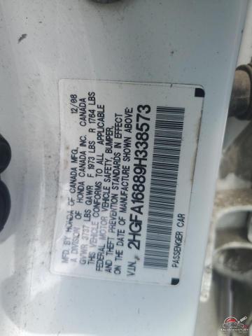 2HGFA16889H338573 2009 HONDA CIVIC photo no. 12