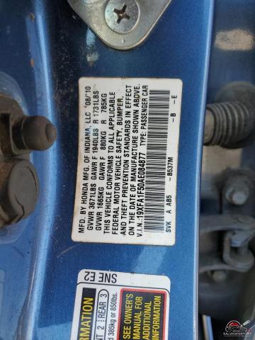 19XFA1F50AE084877 2010 HONDA CIVIC photo no. 12