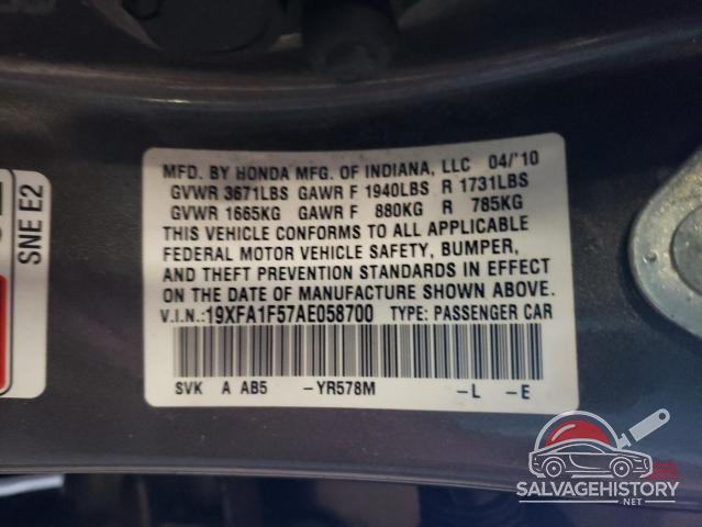 19XFA1F57AE058700 2010 HONDA CIVIC photo no. 12