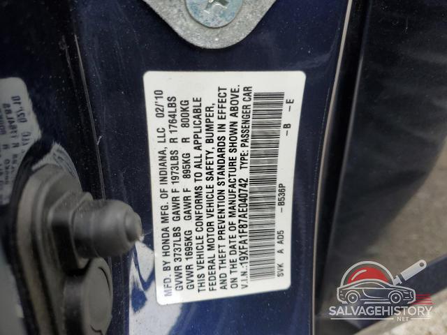 19XFA1F87AE040742 2010 HONDA CIVIC photo no. 12