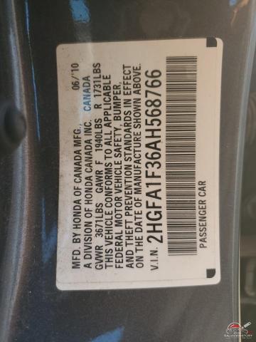 2HGFA1F36AH568766 2010 HONDA CIVIC photo no. 12