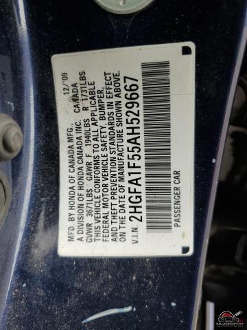 2HGFA1F55AH529667 2010 HONDA CIVIC photo no. 12