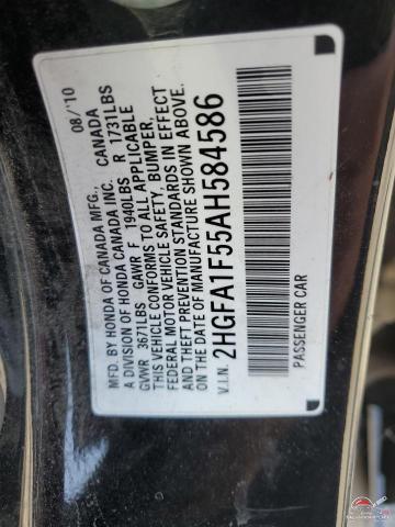 2HGFA1F55AH584586 2010 HONDA CIVIC photo no. 12