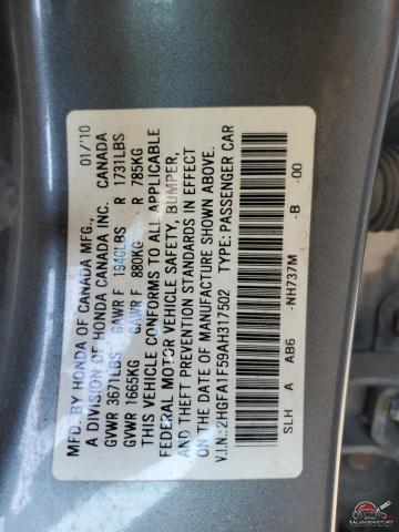2HGFA1F59AH317502 2010 HONDA CIVIC photo no. 12