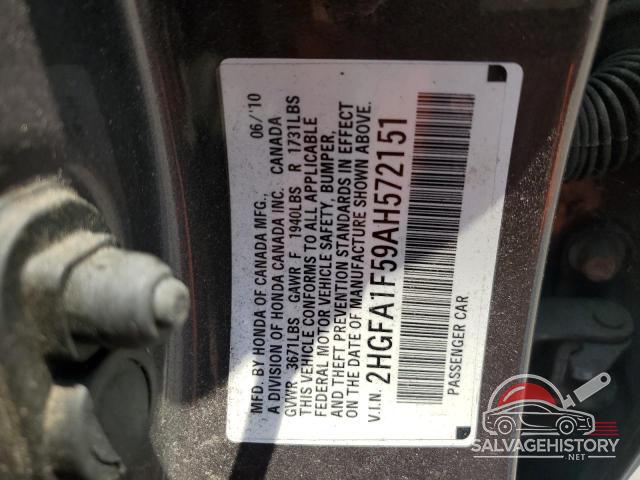 2HGFA1F59AH572151 2010 HONDA CIVIC photo no. 12