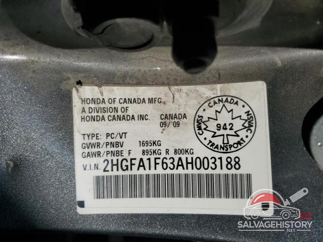 2HGFA1F63AH003188 2010 HONDA CIVIC photo no. 12