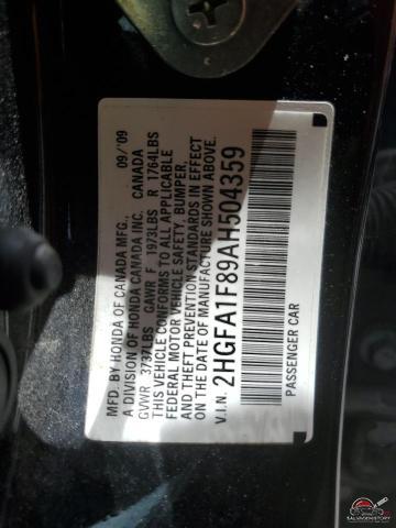 2HGFA1F89AH504359 2010 HONDA CIVIC photo no. 12