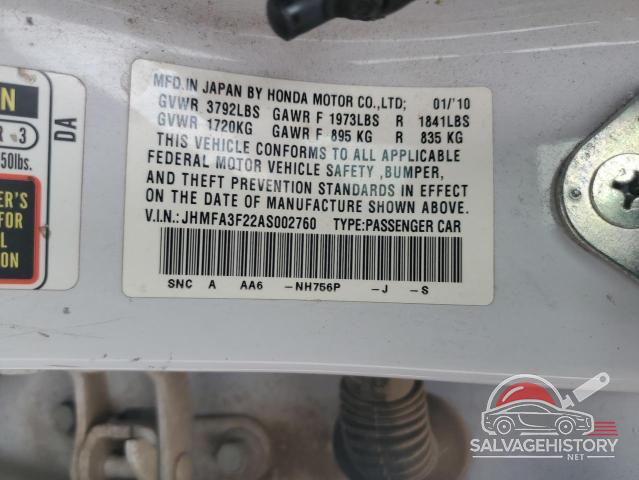 JHMFA3F22AS002760 2010 HONDA CIVIC photo no. 12