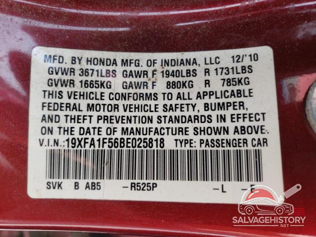19XFA1F56BE025818 2011 HONDA CIVIC photo no. 12