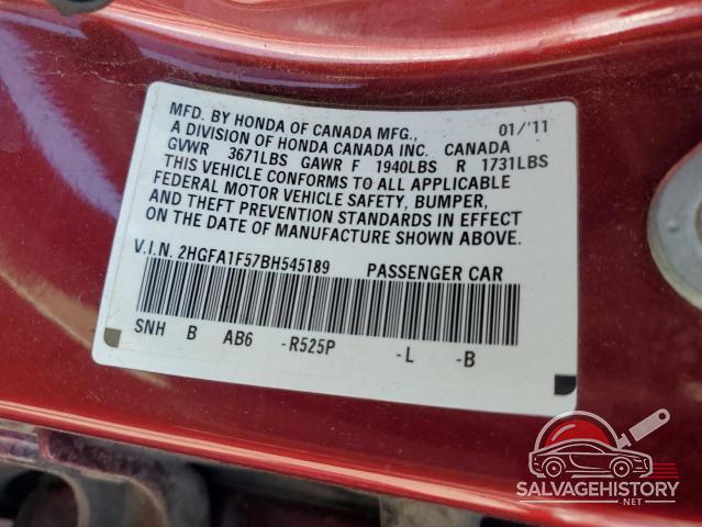 2HGFA1F57BH545189 2011 HONDA CIVIC photo no. 13