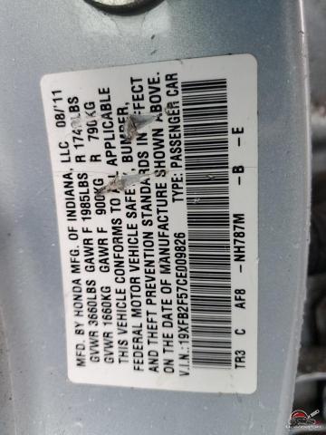 19XFB2F57CE009826 2012 HONDA CIVIC photo no. 12