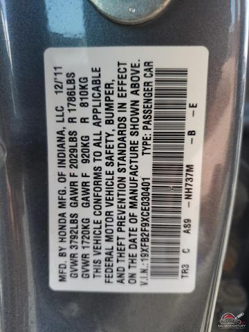 19XFB2F9XCE030401 2012 HONDA CIVIC photo no. 12
