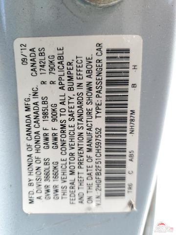 2HGFB2F51CH597552 2012 HONDA CIVIC photo no. 12
