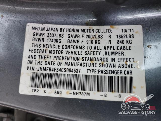 JHMFB4F34CS004637 2012 HONDA CIVIC photo no. 13