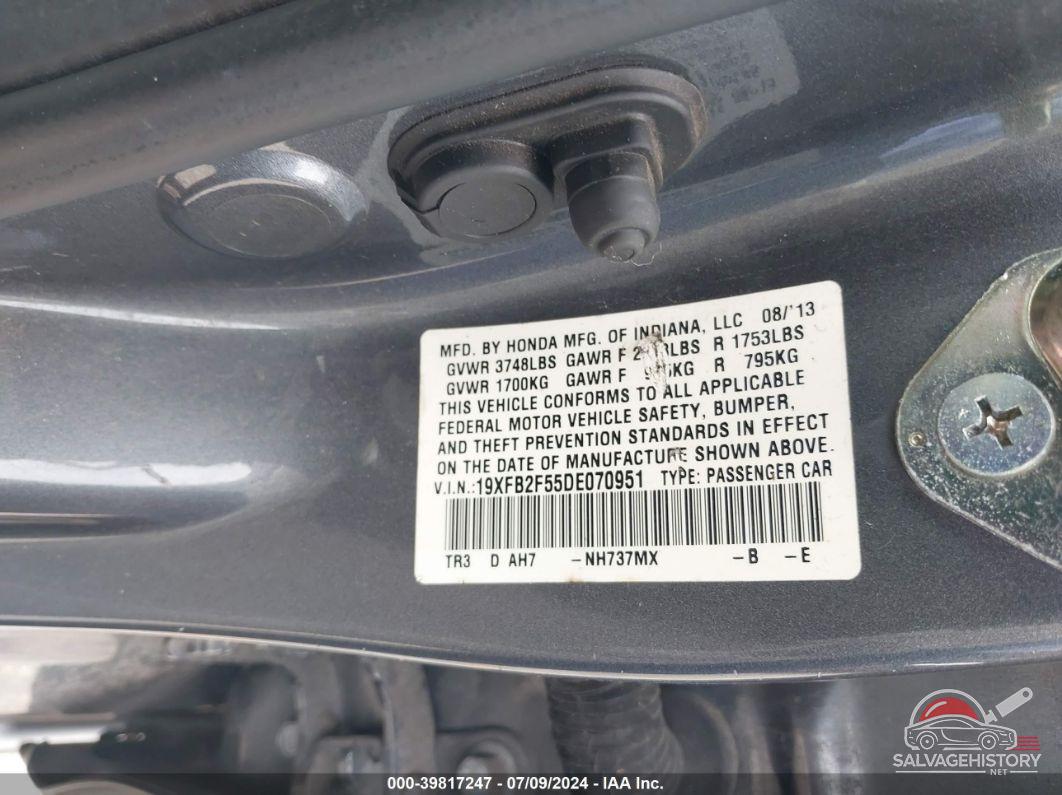 19XFB2F55DE070951 2013 HONDA CIVIC photo no. 9