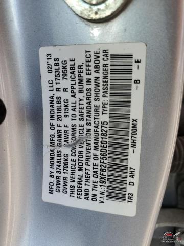 19XFB2F56DE018275 2013 HONDA CIVIC photo no. 12