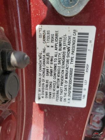 2HGFB2F50DH536002 2013 HONDA CIVIC photo no. 13