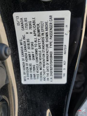 2HGFB2F57DH558403 2013 HONDA CIVIC photo no. 13