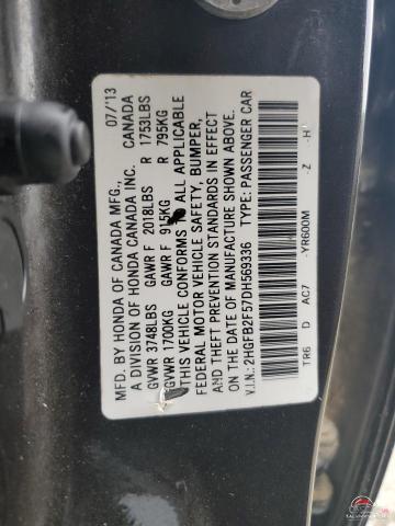 2HGFB2F57DH569336 2013 HONDA CIVIC photo no. 12