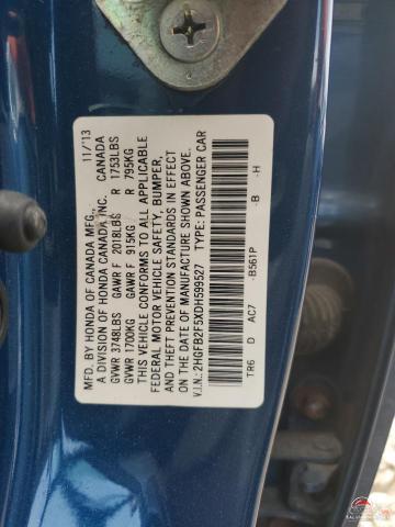 2HGFB2F5XDH599527 2013 HONDA CIVIC photo no. 13