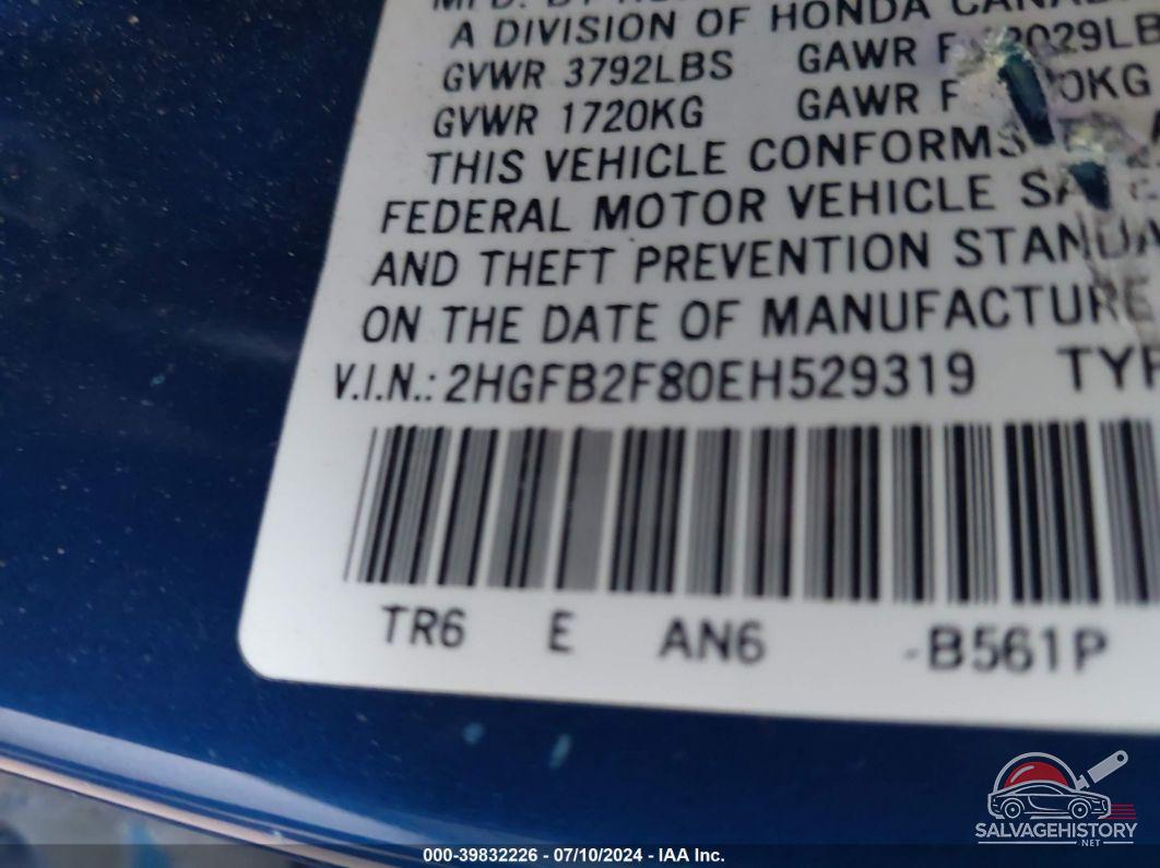 2HGFB2F80EH529319 2014 HONDA CIVIC photo no. 9