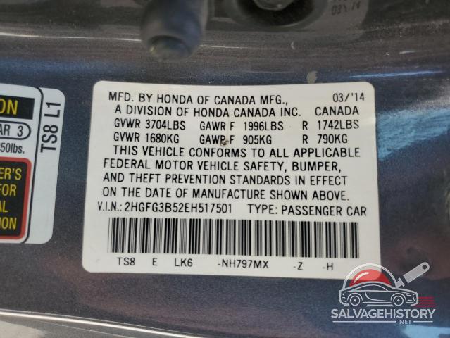 2HGFG3B52EH517501 2014 HONDA CIVIC photo no. 12