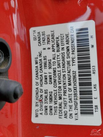 2HGFG3B5XEH509632 2014 HONDA CIVIC photo no. 12