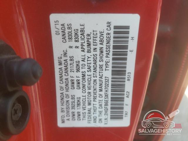 2HGFB6E5XFH702327 2015 HONDA CIVIC photo no. 12