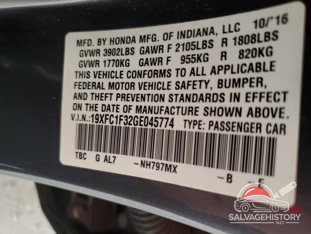 19XFC1F32GE045774 2016 HONDA CIVIC photo no. 12
