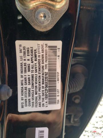 19XFC2F56GE220762 2016 HONDA CIVIC photo no. 12