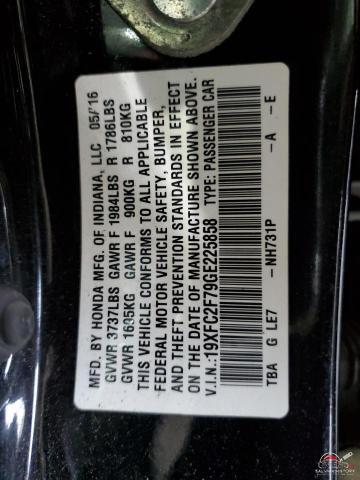 19XFC2F79GE225858 2016 HONDA CIVIC photo no. 13