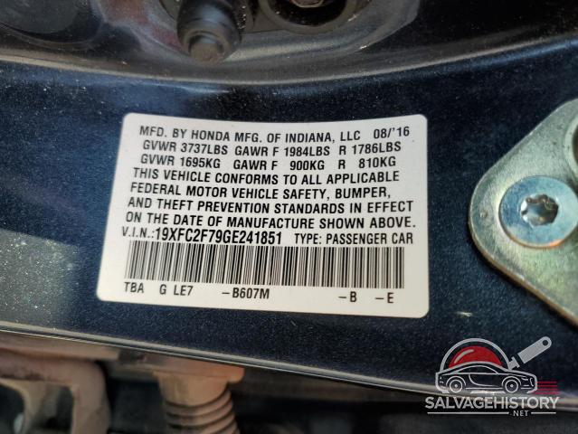 19XFC2F79GE241851 2016 HONDA CIVIC photo no. 12