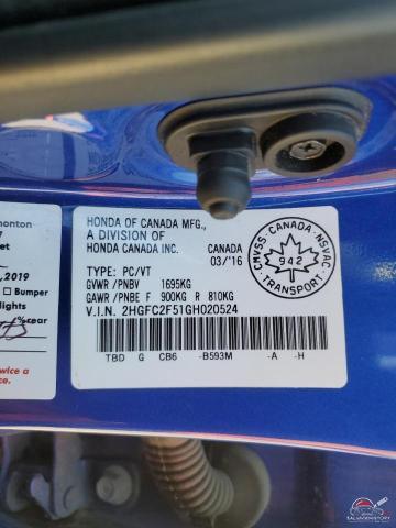 2HGFC2F51GH020524 2016 HONDA CIVIC photo no. 13