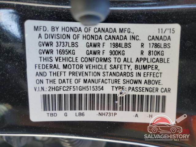 2HGFC2F51GH515354 2016 HONDA CIVIC photo no. 12