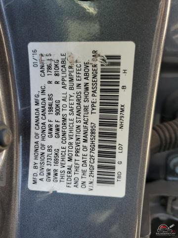 2HGFC2F76GH528957 2016 HONDA CIVIC photo no. 12