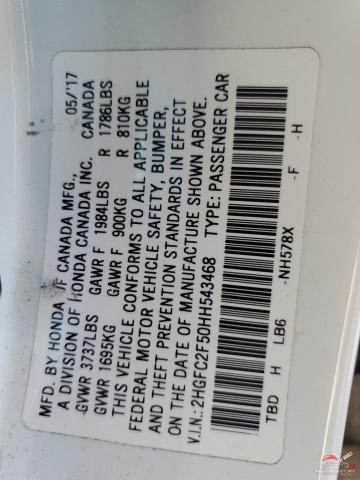 2HGFC2F50HH543468 2017 HONDA CIVIC photo no. 13