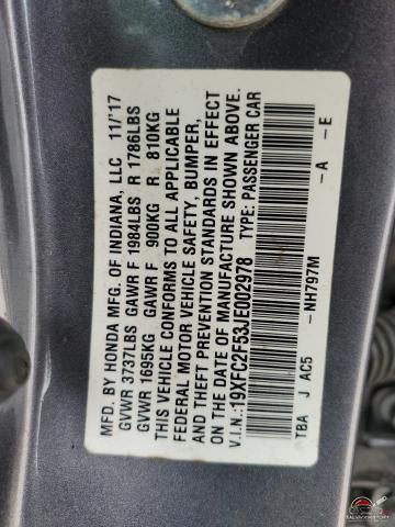 19XFC2F53JE002978 2018 HONDA CIVIC photo no. 12