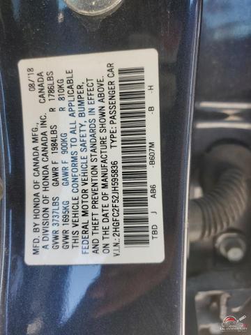 2HGFC2F52JH595836 2018 HONDA CIVIC photo no. 12
