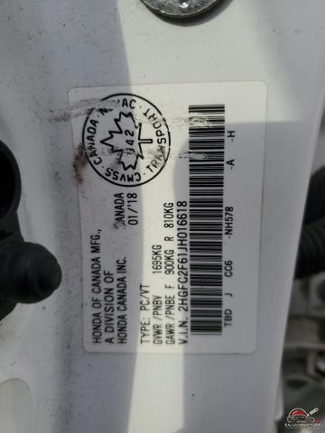 2HGFC2F61JH016618 2018 HONDA CIVIC photo no. 12