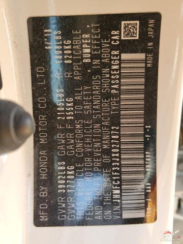 JHMFC1F33JX027872 2018 HONDA CIVIC photo no. 12